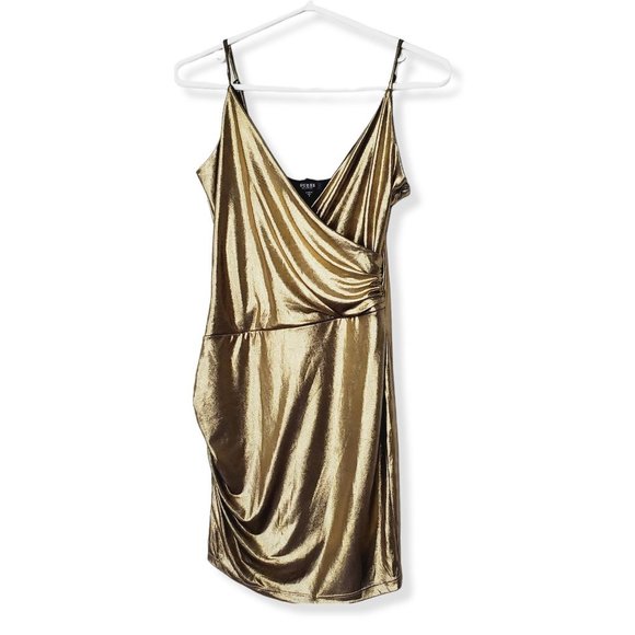 Guess Dress USA Faux Wrap Mini Party gold S - Picture 2 of 11
